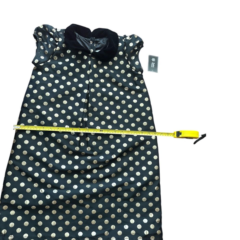 Gymboree Girls Black Gold Polka Dot Holiday Dress Velvet Collar Size 12 - Picture 4 of 7